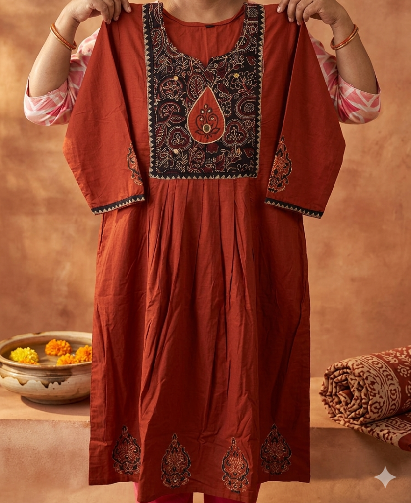 Dhabu Cotton Two-Piece Kurta Set
